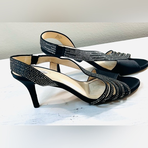 Alex Marie NEW Rhinestone Strap Heel Sandals, Black, Size 8 - Picture 2 of 7
